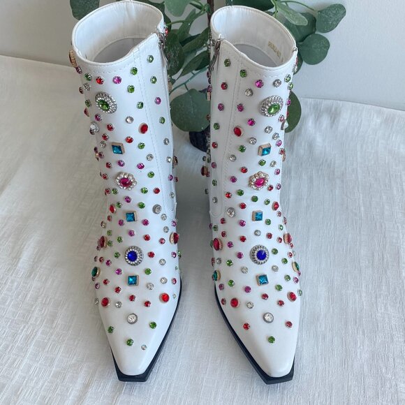 Azalea Wang Rhinestone Embellished Western Boots SZ 10 - Picture 3 of 15